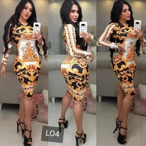 

women long sleeve floral bodycon dresses pencil midi dress for party club wear drop shipping, Black;gray