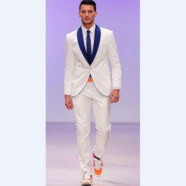 

custom made groomsmen shawl royal blue lapel groom tuxedos men suits wedding man (jacket+pants+tie)1, White;black