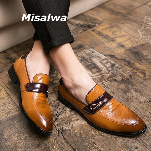 

misalwa design yellow business dress men shoes new classic leather men's suits shoes british slip on formal men oxfords, Black