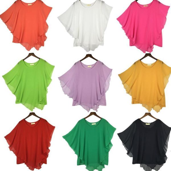 

plus size s-4xl 5xl 6xl summer women chiffon blouses bating sleeve chiffon shirts blousas shirts,18 color vestidos casual shirts, White