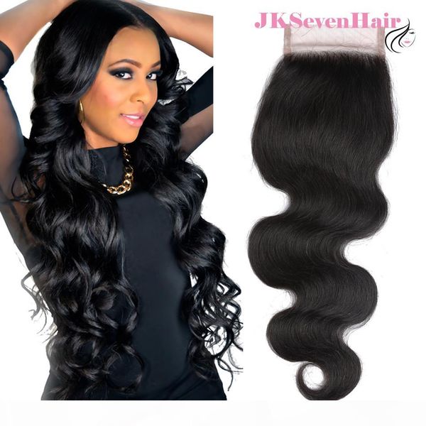 

10a grade body wave brazilian human hair 4x4 inch lace closure malaysian indian peruvian part middle part three parts closure, Black