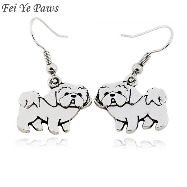 

dangle & chandelier fei ye paws vintage cute shih tzu dog charms drop earring animal big statement earrings for women girl party gift jewelr, Silver