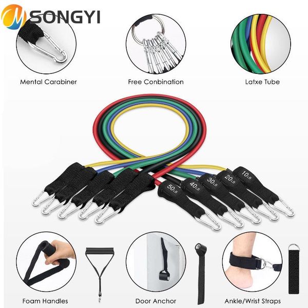 

resistance bands songyi multi-function 11pcs 150 lb stretch rope elastic fitness set training gyms workout pull y99