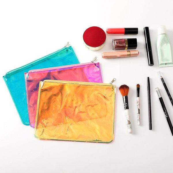 

new trousse de maquillage pvc laser transparent waterproof bag large capacity clutch makeup wash gargle storage bag clear bags
