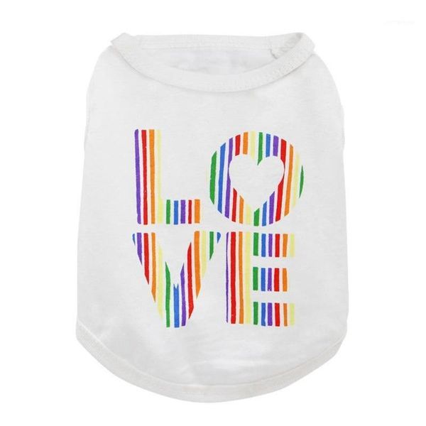 

dog apparel letter pet clothing cartoon clothes for vest small costume rainbow striped print love dogs spring white boy collar perro1