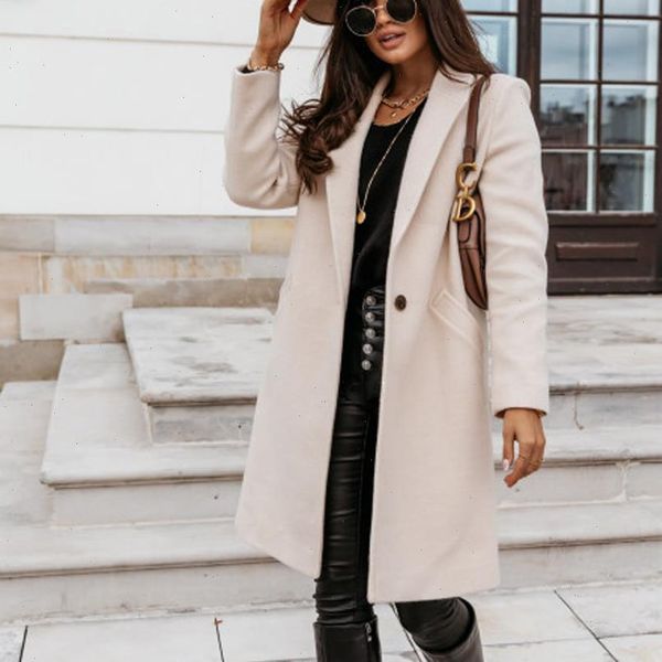 

autumn winter coats female blends woolens overcoat 2021 fashion long women jacket plus size s 3xl womens wool beige coat, Black