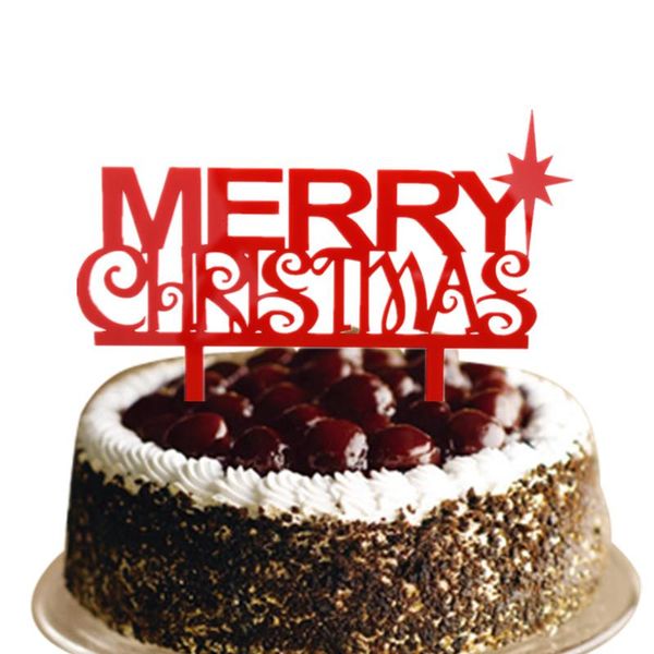 

1шт merry christmas cake topper флаг красный цвет acrylic рождественский торт флаги для xmas party новый год торт выпечки декор jllqxb ffsho