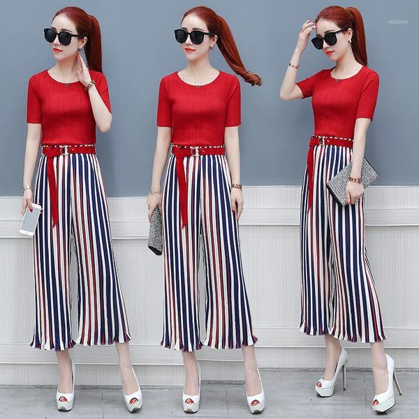 

striped wide leg trousers suit set casual stripes two piece set and pants palazzo tracksuit women conjunto feminino1, White