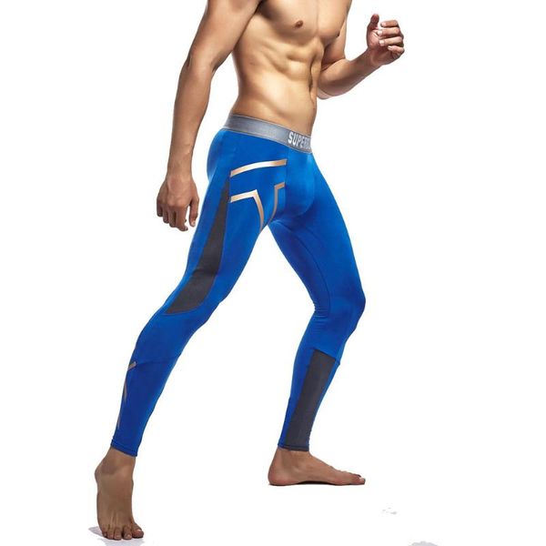

running pants spring autumn men sport pant elastic legging tights jogging fitness gym training workout trouser sportswear, Black;blue