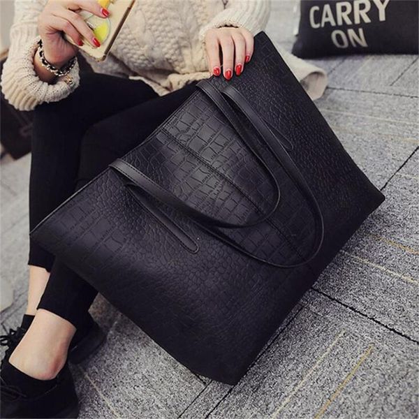 

2020 big new women shoulder bags alligator ladies leather bags casual women zipper handbags famous brands totes black red colors
