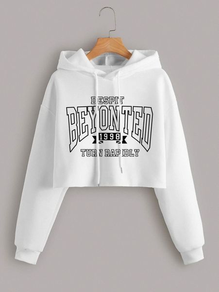 

letter graphic drop shoulder drawstring thermal hoodie g5ra#, White;black