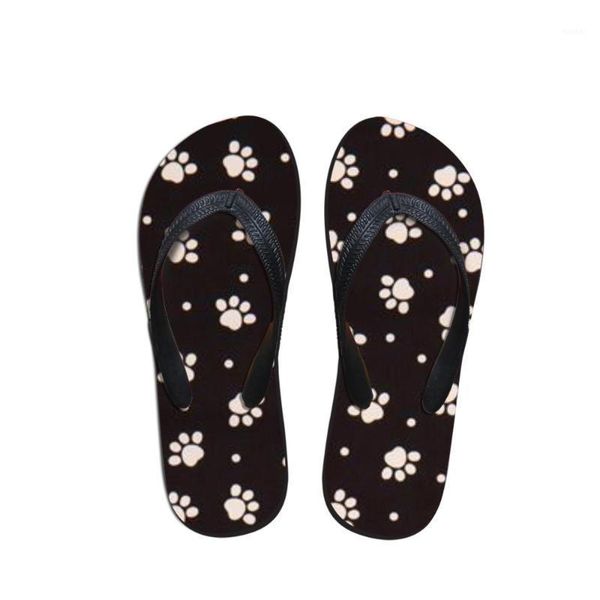 

slippers customized summer fashion men's flip flops 3d dog footprint beach sandals for men flat non-slip shoes pantufa1, Black
