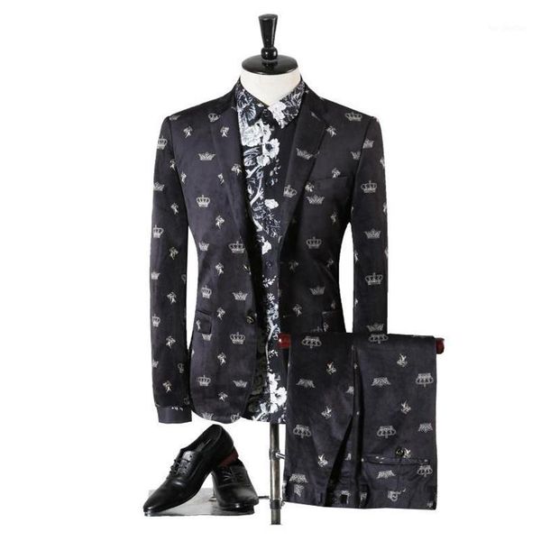 

men's suits & blazers 2021 seasons fashion casual style men's wedding dress european version two pieces slim men (jacket+p, White;black