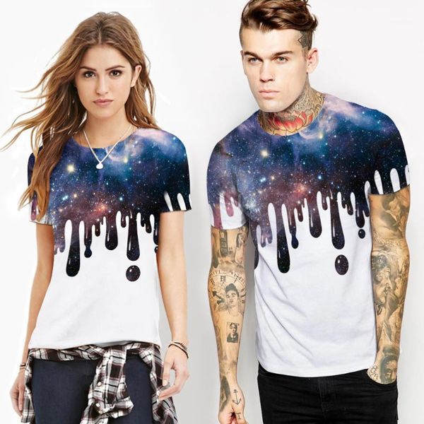 

2020 hip hop men/women short sleeve summer funny printing creative universe starry stars sky 3d polyester quick-drying t-shirt1, White;black