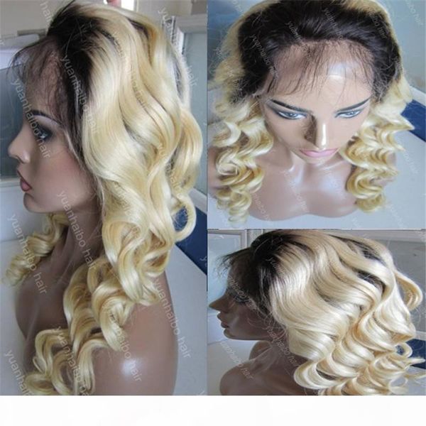 

запас блондинка качество полного парика шнурок 8a 1bt 613 свободной волна девственницы европейских волос передний человеческого парика шнуро, Black;brown