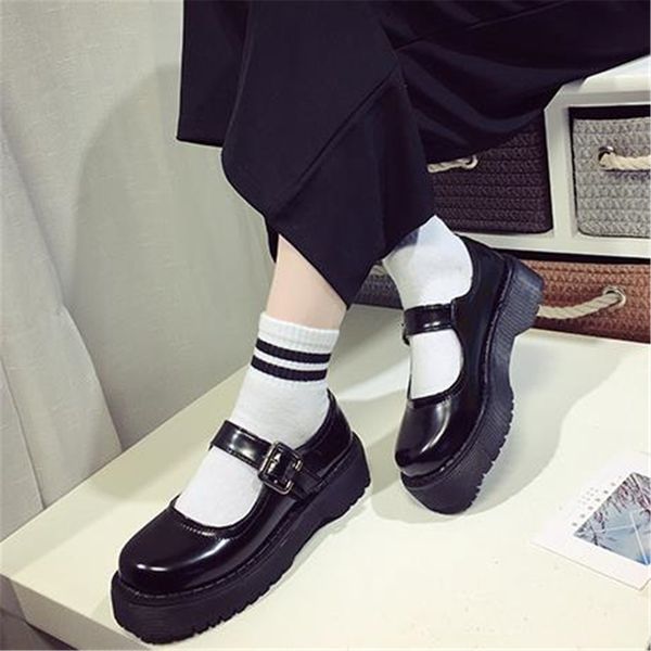 

muffin shoes women japanese style round-headed small soft-soled college doll single shoes women y200702, Black
