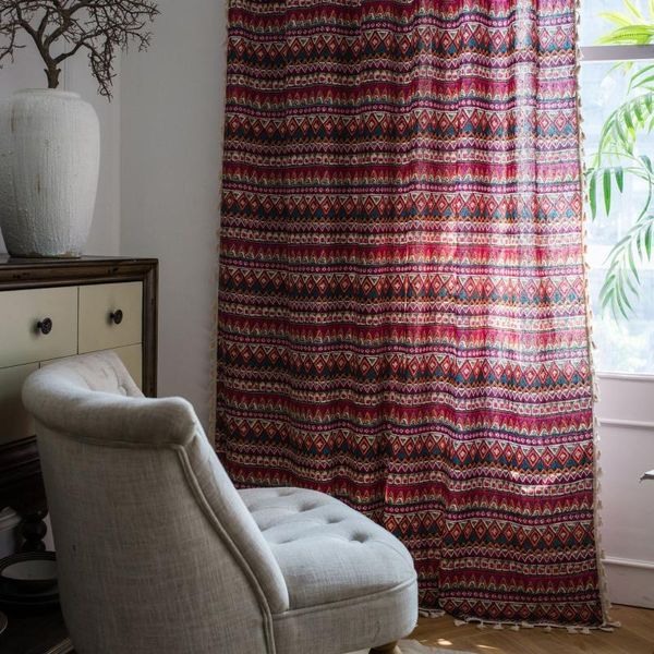 

curtain & drapes yaapeet bohemian tassel backout curtains bedroom living room kitchen cotton linen luxury christmas decor for window1