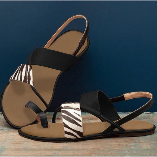 

2021 new womens flat clip toe sandals soft leather ladies slip on woman casual comfort beach summer fashion shoes plus size 319s, Black