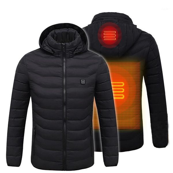 

wholesale windproof battery usb electrical smart heated jacket bomber jacket winter parkas for mens1, Black