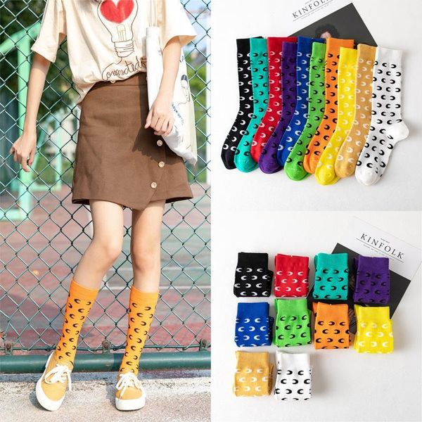 

winter socks women korea style personality socks womens hosiery for web celebrity heap-heap the moon womens streetwear1, Black;white