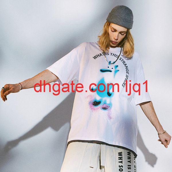 

9605# #ovdy 20ss new national trend neutral tee strange species theme men's loose short sleeve t-shirt, Black