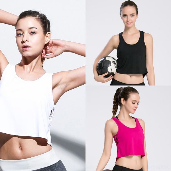 

ixu2b fitness summer women' new sports navel quick-drying exercise side sports 2020 vest yoga fitness leisure loose exercise hollow bl, White;black
