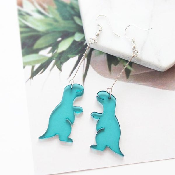 

cute transparent acrylic dinosaur butterfly drop earrings long dangle hook earrings for women girl gift jewelry party sqcoqi