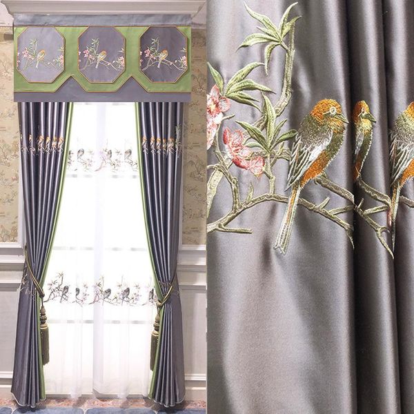 

curtain & drapes chinese style classical zen light luxury imitation silk living room bedroom embroidered curtains blackout