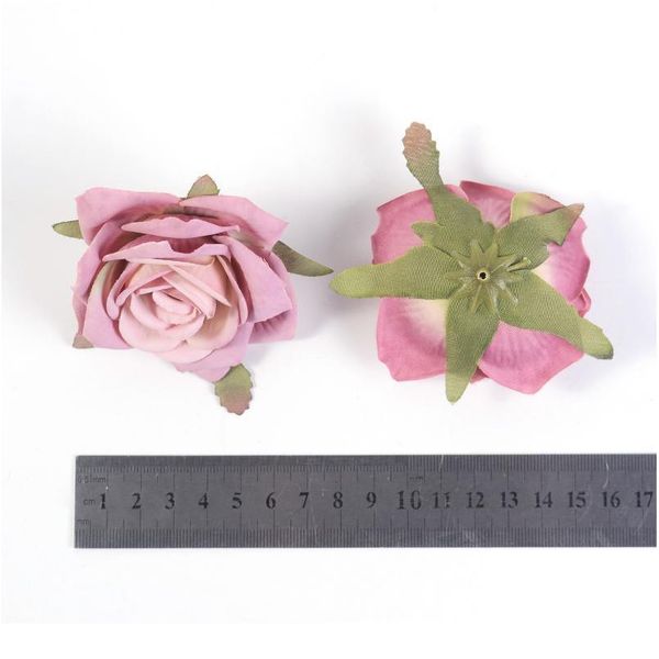 

5pcs/lot 7cm silk rose flower head artificial flower wedding party home decor diy wreath scrapbook gift box craft fak jllljo