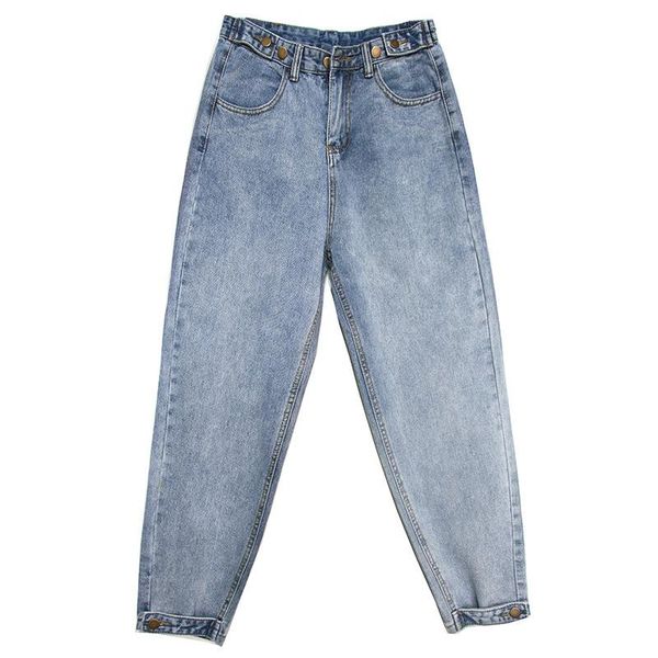 

women's jeans 2021 spring retro vintage hong kong style loose high waist thin harem pants, Blue