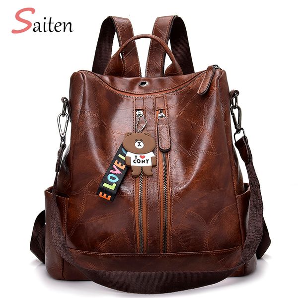 

2019 fashion women backpack youth leather backpacks for teenage girls female school shoulder bag bagpack mochila c1023
