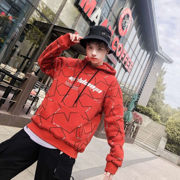 

new middle winter boys' sweater 2020 school children's silk cotton thickened hoodie black blue red 2550 swo2
