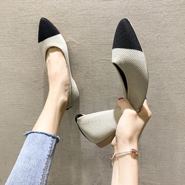 

autumn slip on women shoes loafers ladies flats female pointed toe breathable air mesh casual shoes woman mixed color zapatillas, Black