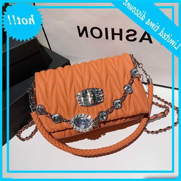 

french fashion street chain design diamond square handbag elegant noble gem shoulder bags for women 2021 new crossbody