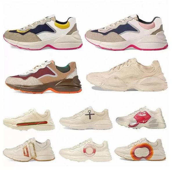 

distressed rhyton casual shoes men women designer sneakers vintage retro thick sole nfc chaussures low lace up platform dad shoes sport runn