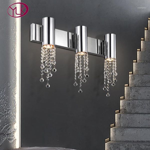 

wall lamp modern staircase sconce light luxury bedside crystal chrome/gold decor led crystals fixtures1