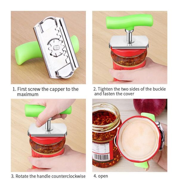 

stainless steel can opener adjustable jar opener manual spiral seal lid remover twist off screw bottle opener kitche jlljhb