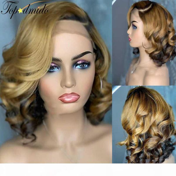 

dmido blonde honey short hair bob cut wigs 8"-16" inches 13x6 brazilian remy human hair lace front wigs 150% density, Black;brown