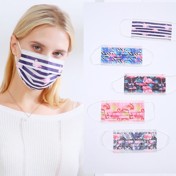 

одноразовые печатные лица маски рот фламинго лист утолщение мацерина защитить пылезащитный мультфильм респиратор женщина человек 0 37hy f2