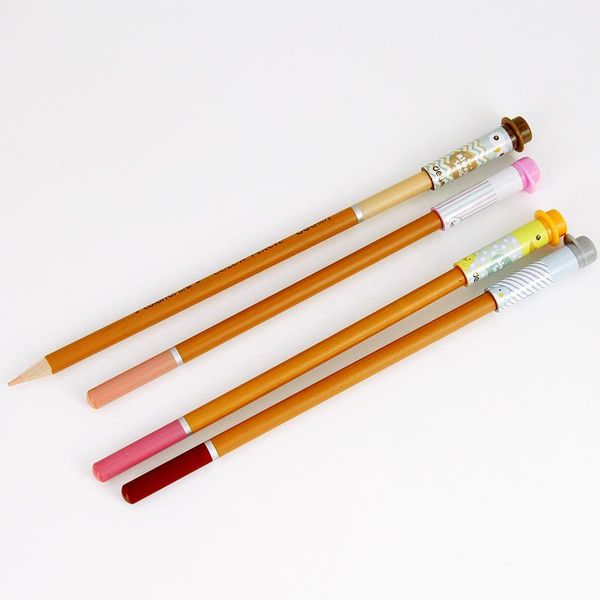

4pcs pack cute kawaii animals plastic pencil er caps pencil lengthener extender holder 4pcs pack cute bbyrlu lipper, Blue;orange