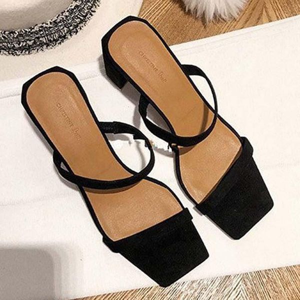 

sandals women's new high-heeled 2021 women's sandals fashion ladies low heel thick with fish mouth shoes, Black