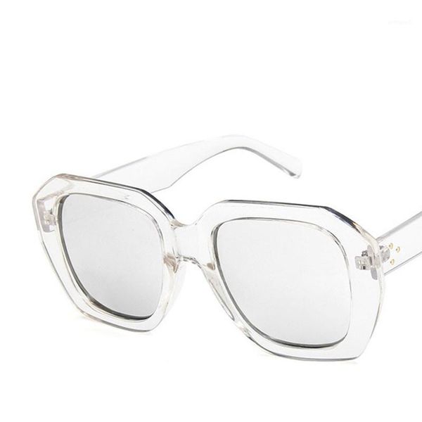 

sunglasses fashion clear mirror women anti-reflective square plastic classic white men vintage glasses uv4001, White;black
