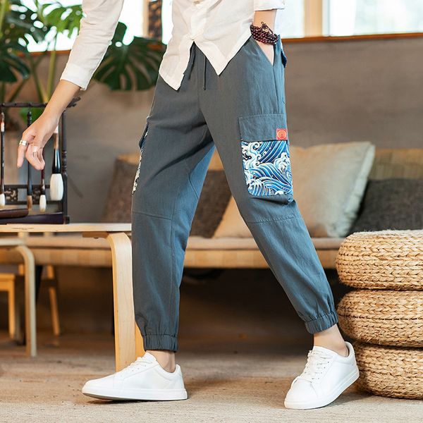 

cotton linen harem pants hip hop casual streetwear joggers 2020 autumn fashion elastic waist trousers men dropshipping