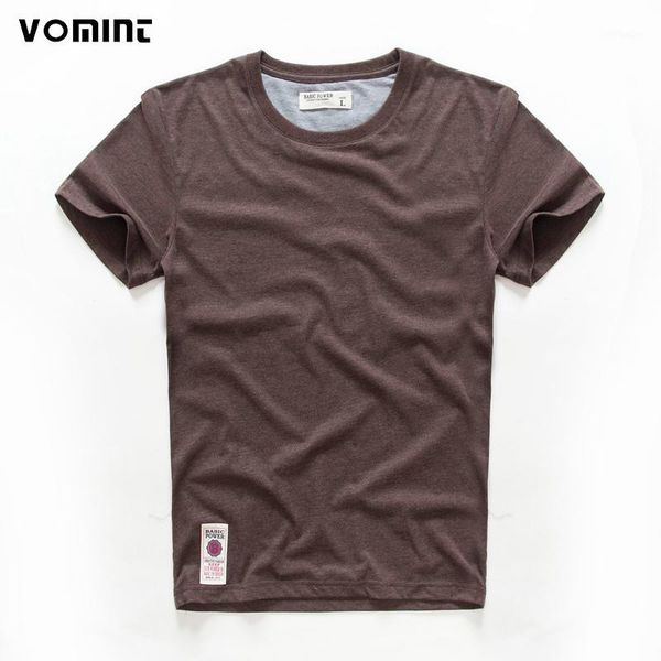 

vomint new short sleeve men solid t-shirt o-neck soft solid cotton elastic breathable men half-sleeved t-shirt 4 color1, White;black