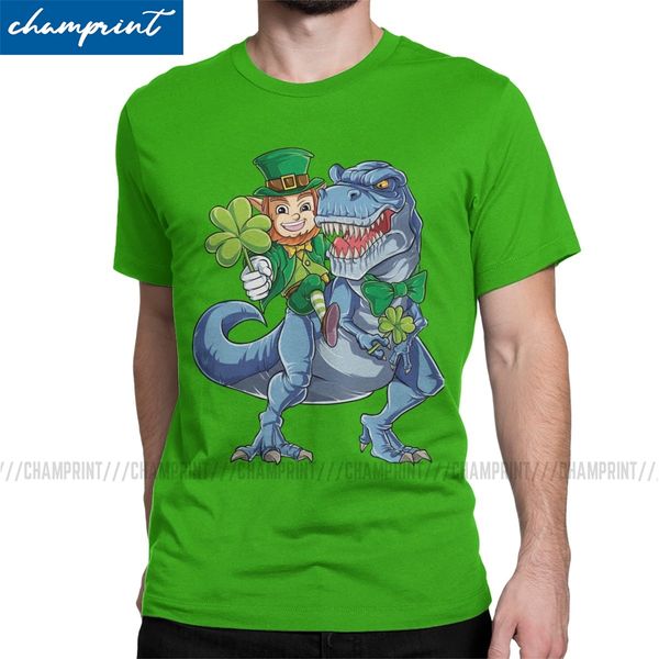 

leprechaun riding dinosaur for irish shamrock st patrick's day gifts fashion tees round neck plus size hooded sweatshirt hoodie men t s