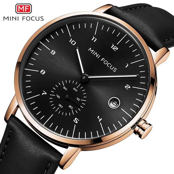 

minifocus men's sports brand watch men's leather strap simple style watch casual waterproof and shockproof watch montre femme, Silver
