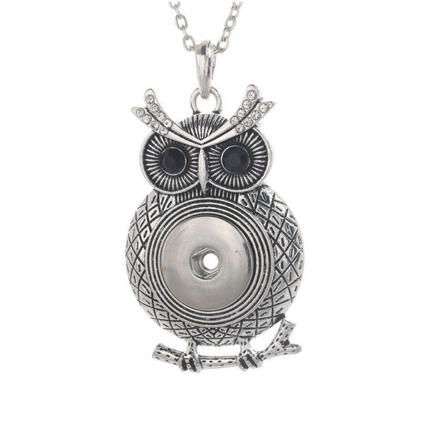 

2018 new fashion beauty charms owl pendant snap necklace fit diy 18mm snap buttons jewelry wholesale wo bbylkz, Silver