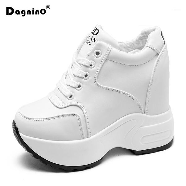 

2019 fashion sneakers women thick sole 10cm height increased shoes autumn white platform ankle boots casual shoes wedges boots1, Black