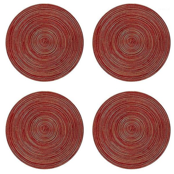 

abss-round placemats for dining table heat resistant wipeable placemat washable kitchen place mats set of 4,red round1