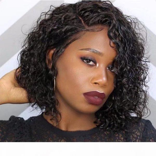 

curly human hair lace wigs for black woman glueless lace front human hair wigs with baby hair pre plucked hairline full lace curly wig, Black;brown